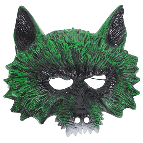 WRITWAA Cosplay-party-maske Wolf Kostüm Wolfsmaske Halloween-gesichtsmaske Tiere Halloween-megaphon Werwolf Wolf-cosplay-maske Fuchsmaske Zombie Masken Kiefer Haube Green Plastik von WRITWAA