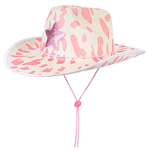 WRITWAA Cowgirl Hut mit Kuhmuster und Paillettenstern Filzmaterial Western Partyhut für Halloween Karneval Kostümzubehör für Damen und Rollenspiele WRITWAA Cowgirl Hut mit Kuhmuster und Paillettenstern Filzmaterial Western Partyhut für Halloween Karneval Kostümzubehör für Damen und Rollenspiele von WRITWAA