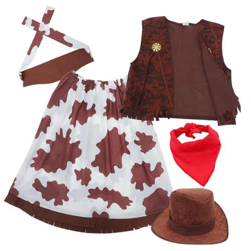 WRITWAA Cowgirl Kostüm Damen Western Outfit Teiliges Set mit Hut Weste Bandana für Halloween Karneval Cosplay Mottoparty Country Western Party WRITWAA Cowgirl Kostüm Damen Western Outfit Teiliges Set mit Hut Weste Bandana für Halloween Karneval Cosplay Mottoparty Country Western Party von WRITWAA