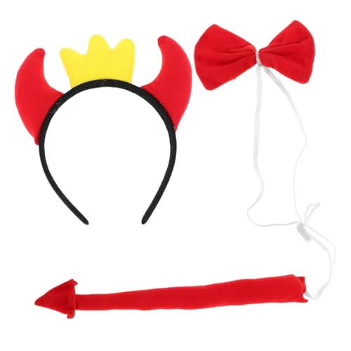 WRITWAA Dämonen Horn Stirnband Set mit Fliege und Karneval Kopfschmuck für Halloween Masquerade Kostüm Flexibles Styling Auffälliges Teufelshorn Zubehör für Party und Cosplay WRITWAA Dämonen Horn Stirnband Set mit Fliege und Karneval Kopfschmuck für Halloween Masquerade Kostüm Flexibles Styling Auffälliges Teufelshorn Zubehör für Party und Cosplay von WRITWAA