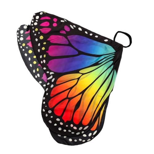 WRITWAA Kleid Schmetterling Damen Damen Schmetterlingsumhang Kostü Dekoratives Halloween Accessoire Ballett Schmetterlingscape Für Tanz Und Bühnenaufführungen Leuchtendes Regenbogen Design Flügel von WRITWAA
