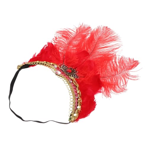 WRITWAA Feder kopfschmuck Stirnband Mädchenstirnbänder Party-Haare Halloween Stirnband Party-Haarreifen Haarzubehör rot WRITWAA Feder kopfschmuck Stirnband Mädchenstirnbänder Party-Haare Halloween Stirnband Party-Haarreifen Haarzubehör rot von WRITWAA