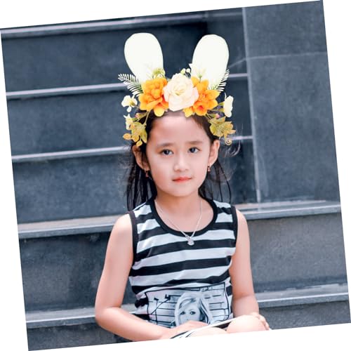 WRITWAA Floral Hasenohren Haarreif für Mädchen Leichtes Dekoratives Stirnband mit Blumen Bequemes Langlebiges Stoff Design Geeignet für Geburtstagsfeiern Cosplay und Fotoshootings von WRITWAA