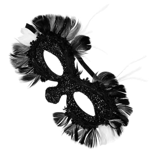 WRITWAA Frauenmaske Schwarze Maskerade-maske Party Parodie-maskenspitze Halloween-maske Maskerade Maskenrequisiten Schlafmaske Für Frauen Dekorationen Hautpflege Black Feder von WRITWAA