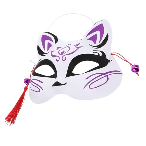 WRITWAA Fuchs Maske Gesicht Halloween-Katzenmaske Zubehör für Halloween-Kostüme Fuchs Aufkleber Maskerade halloween party halloween masken Katzenmasken dekorative Tiermaske Plastik Violett von WRITWAA
