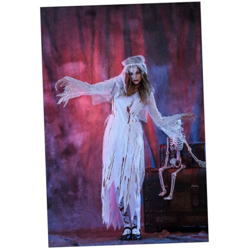 WRITWAA Geister Braut Kostüm Für Damen Halloween Kleid Mit Asymmetrischem Design Und Schleier Weiß Für Kostümpartys Und Cosplay WRITWAA Geister Braut Kostüm Für Damen Halloween Kleid Mit Asymmetrischem Design Und Schleier Weiß Für Kostümpartys Und Cosplay von WRITWAA