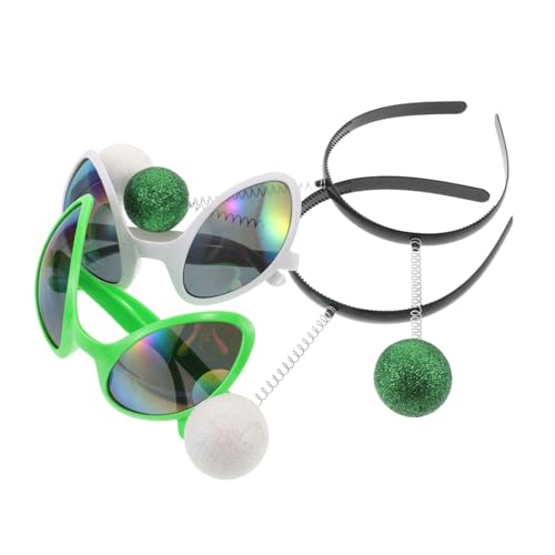WRITWAA Glitzer Antennen Haarreif mit Außerirdischen Brillen Lustiges Kostümzubehör für Weltraum-mottopartys Bunte Alien-accessoires für Karneval Cosplay und Festliche Feiern von WRITWAA