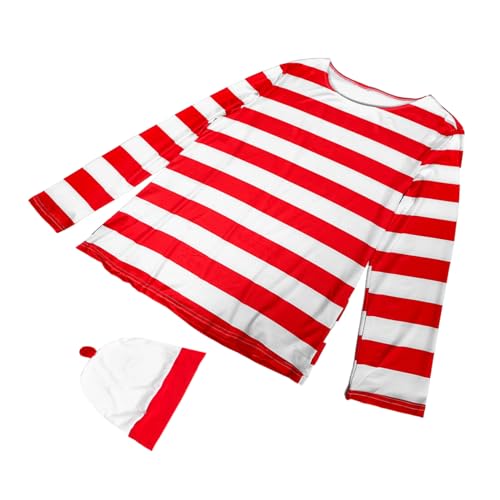 WRITWAA Halloween Cosplay Kostüm Rot-weiß Gestreiftes Faschingskostüm Für Damen Herren Party Outfit Mit Authentischem Charakterdesign Schnell Tragbar Robust Und Wiederverwendbar von WRITWAA