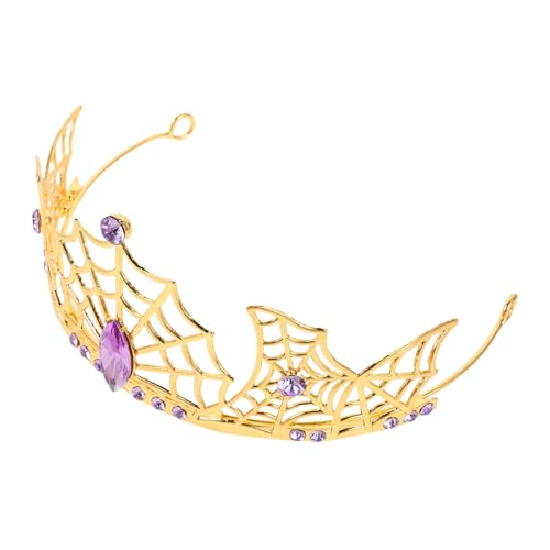 WRITWAA Halloween Crown Tiara Braut Stirnband Königin Tiara Metallkrone Party Spooky Stirnband Königin Krone Gotische Queen Crown Halloween Metallische Strasssteine Golden von WRITWAA