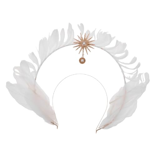 WRITWAA Halloween-Dekorationen Braut Stirnband Party Haarzubehör Cosplay-Haarreifen Kopfbedeckung der Göttin Halloween Stirnband Diademe für Frauen Braut Nachahmungsperlen Weiß von WRITWAA