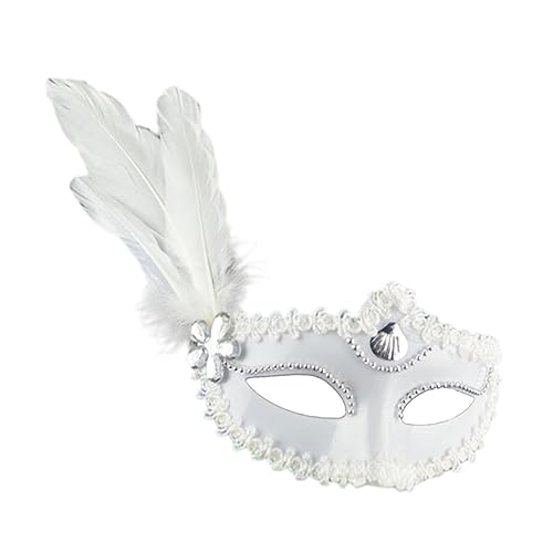 WRITWAA Halloween Frauenmaske Elegante Maskerade Make Up Party Feder Prinzessin Maske Weiß Für Karneval Ostern Und Festivals Für Cosplay Und Kostümpartys von WRITWAA