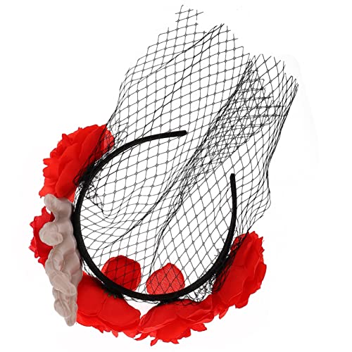 WRITWAA Halloween Haarschmuck mit Rosen und Skelett Hand für Cosplay Roter Haarreif für Damen für Halloween Fotografie und Rollenspiele Langlebig und Bequem zu Tragen von WRITWAA