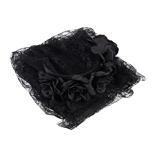 WRITWAA Halloween Haarschmuck mit Schleier und Rosen Doppelter Tüll Haarreif für Kostüm Party und Cosplay Einzigartige Accessoires für Damen zu Halloween von WRITWAA