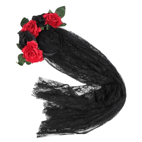 WRITWAA Halloween Haarschmuck mit Schleier und Rosenblüten Gothic Haarband für Kostüme Party Headwear für Halloween und Cosplay Bequem und Auffällig WRITWAA Halloween Haarschmuck mit Schleier und Rosenblüten Gothic Haarband für Kostüme Party Headwear für Halloween und Cosplay Bequem und Auffällig von WRITWAA