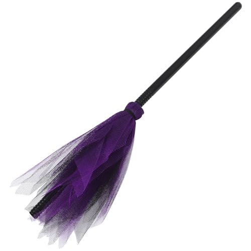 WRITWAA Halloween Hexenbesen, kompakter Plastikbesen mit Mesh-Design, Kostümrequisit für Kinder und , Cosplay-Party- , Halloween-Maskerade-Dekoration (zufällige Farbe) von WRITWAA