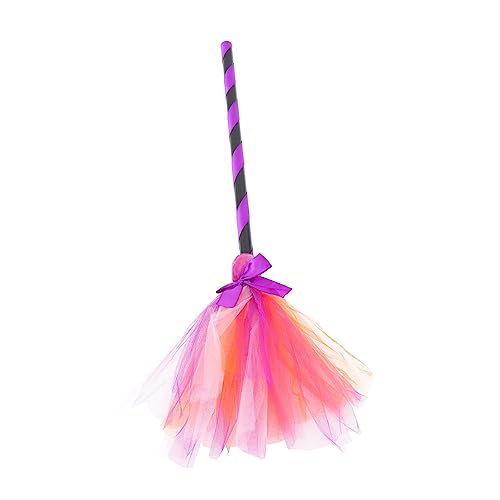 WRITWAA Halloween Hexenbesen Dekoratives Kostüm Requisit Kreativer Garnbesen Tiefviolett für Cosplay Halloween Party Zubehör Vielseitiger Hexenbesen für Festliche Auftritte und Dekoration von WRITWAA