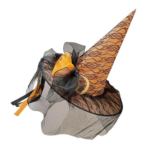 WRITWAA Halloween Hexenhut Damen mit Großem Weichem Röhrenblumen Atmungsaktivem Leichtstoff Orange für Kostüm Cosplay Party und Festliche Anlässe von WRITWAA