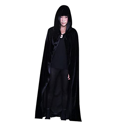 WRITWAA Halloween Hexenmantel Mit Kapuze Robe Cloak Kostüm Für Cosplay Und Maskerade Schwarzer Umhang Für Halloween Partys Und Karneval Für Erwachsene von WRITWAA