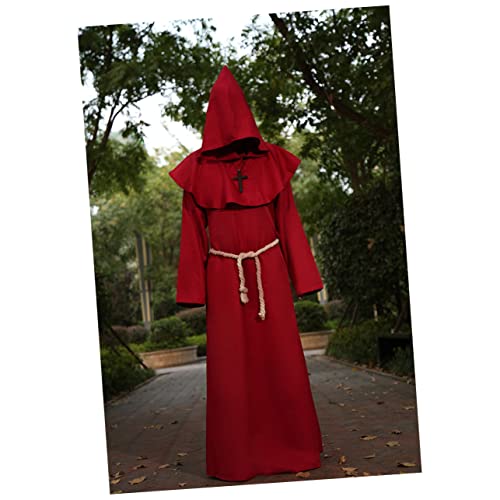 WRITWAA Cosplay-anzug Für Halloween: Mönchs-priester-zauberer-kostüm Mittelalterliches Mönchs-outfit Größe Xl Rot WRITWAA Cosplay-anzug Für Halloween: Mönchs-priester-zauberer-kostüm Mittelalterliches Mönchs-outfit Größe Xl Rot von WRITWAA