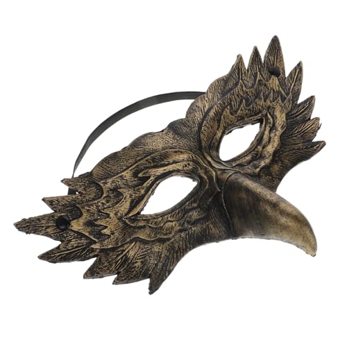 WRITWAA Halloween-Tiermasken Wolfsmaske Schreimaske Kostüm Sensenmann Maskerade-Party- Weißkopfseeadler- Halbmasken-Cosplay Adlerkostüm für Erwachsene PU- Golden von WRITWAA