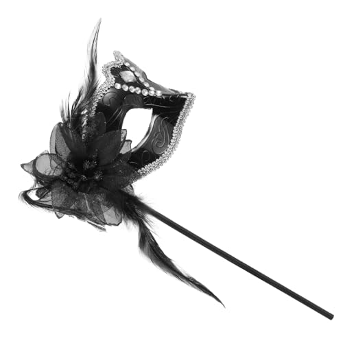 WRITWAA Handheld Für Damen Mit Federn Und Spitze Kostümzubehör Für Halloween Und Maskenbälle Leicht Und Komfortabel Für Partys Und Bühnenaufführungen von WRITWAA