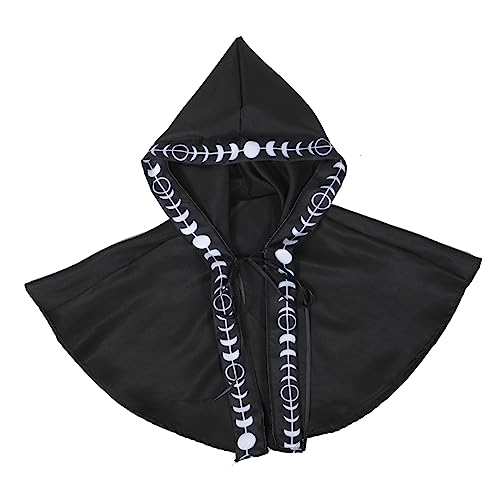 WRITWAA Halloween mittelalterliche Kapuze Halloween umhang Halloween Costume Black Cloak Cosplay Umhang Kapuze Kutte Poncho Mann Halloween Cosplay Kapuze mittelalterliche Haubenhaube Stoff von WRITWAA