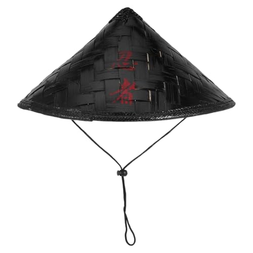 WRITWAA Handgefertigter Ninja-Hut Aus Bambus Mit Schwarzem Ninja-Druck, Ideal FüR Cosplay, Rollenspiele Und Party-Dekoration WRITWAA Handgefertigter Ninja-Hut Aus Bambus Mit Schwarzem Ninja-Druck, Ideal FüR Cosplay, Rollenspiele Und Party-Dekoration von WRITWAA