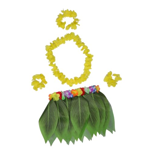 WRITWAA Hawaiian Grass Skirt Damen Luau Kostüm Leicht Angenehm Langlebig Tropisches Partyoutfit mit Blättern Blumengirlande für Erwachsene für Sommerstrand Themenfeiern von WRITWAA