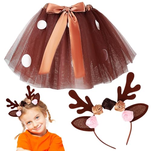 WRITWAA Hirschkostüm: Tierkostüme Für Kinder Mit Geweih-Stirnband Und Tutu Braunes Tutu Für Die Halloween-Party WRITWAA Hirschkostüm: Tierkostüme Für Kinder Mit Geweih-Stirnband Und Tutu Braunes Tutu Für Die Halloween-Party von WRITWAA