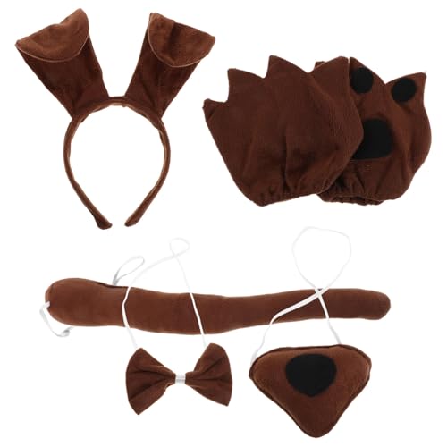 WRITWAA Hundekostüm Set mit Ohren Stirnband Fliege Nase Pfotenhandschuhe Weiche Tierkostüm Accessoires für Halloween Party Cosplay und Rollenspiele von WRITWAA