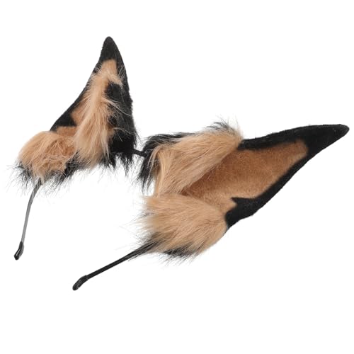 WRITWAA Hundeohren, realistische Tierohren, Stirnband, flauschiges Welpenkostüm, Halloween, Weihnachten, zum Waschen, Schminken, Cosplay, Party, Hellbraun von WRITWAA