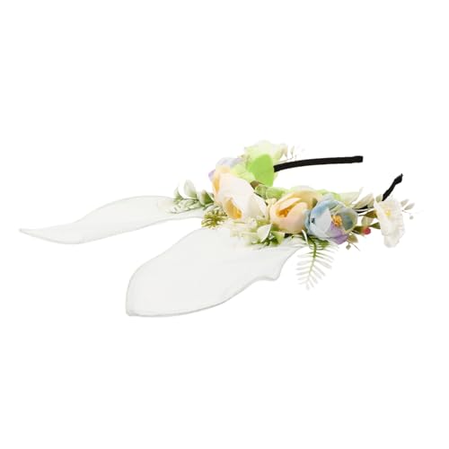 WRITWAA Kaninchenohren Haarreif mit Pflanzlichem Realistisches Bunny Ears Stirnband Leichtes Ostern Kostüm Haaraccessoire für Partys Bühnenauftritte und Karneval von WRITWAA