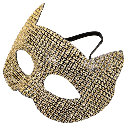 WRITWAA Katzenmasken für Erwachsene Lustige Cosplay Maske mit Strass für Karneval und Halloween Tiermaske als Fotorequisite für Mottopartys und Maskenbälle von WRITWAA