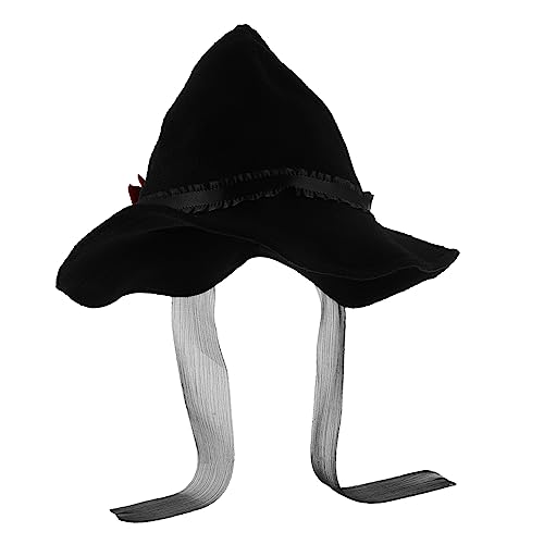 WRITWAA Kreativer Hexenhut für Halloween mit Großen Schleifen und Blumen für Kostümpartys und Fotorequisiten für Cosplay und Besondere Anlässe von WRITWAA