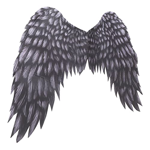 WRITWAA Flügel Kostüm Requisiten Für Halloween Und Faltbare Schwarze Flügel Mit Heiligenschein Für Cosplay Und Partys von WRITWAA