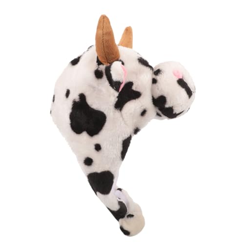 WRITWAA Kuhhut für Erwachsene Süßer Plüsch Tierhut mit Kuhohren Kuhhorn Warmer Mütze für Cosplay Partys Interaktive Aktivitäten Einzigartiges Design für Spaß von WRITWAA