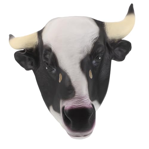 WRITWAA Kuhmaske Kuh Halloween Kostüm Kuh -mündungsmaske Karneval Kopfbedeckung Bauernhoftiermaske Bullenmaske Kopfschmuck Tiergesichtsmaske Emulsion von WRITWAA