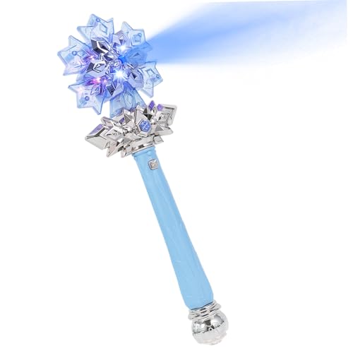 WRITWAA Leuchtender Zauberstab mit Sprühnebel und Sound Schneeflocken Design Cosplay Requisit für Mädchen Batteriefrei mit Schraubenzieher im Geschenkset Blaues Kunststoffmaterial von WRITWAA