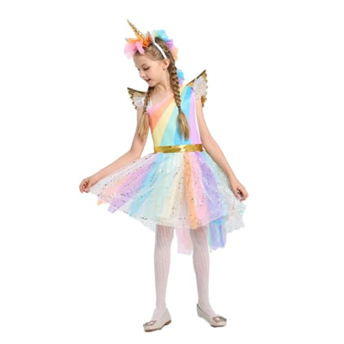WRITWAA ädchen Einhorn Kleid Für Weihnachten Und Halloween Buntes Kostü Für 110 Mit Haarreif Und Flügeln Ideales Faschingskostü Und Party Outfit Für Karneval Und WRITWAA ädchen Einhorn Kleid Für Weihnachten Und Halloween Buntes Kostü Für 110 Mit Haarreif Und Flügeln Ideales Faschingskostü Und Party Outfit Für Karneval Und von WRITWAA