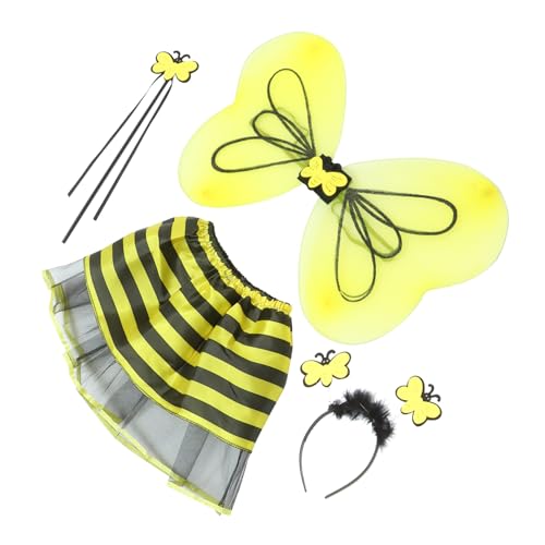 WRITWAA Mädchen Feen Kostüm Set mit Schmetterlingsflügeln Zauberstab Haarband und Tüllrock Polyester Verkleidung für Festivals und Bühnenauftritte von WRITWAA