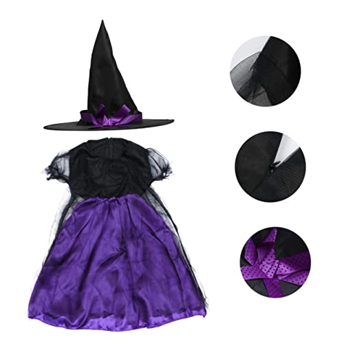 WRITWAA Mädchen Hexenkostüm Halloween Kleid Kurz Umhang Cosplay Party Fasching Karneval Verkleidung Komfortabel Atmungsaktiv Bühnenaufführung von WRITWAA