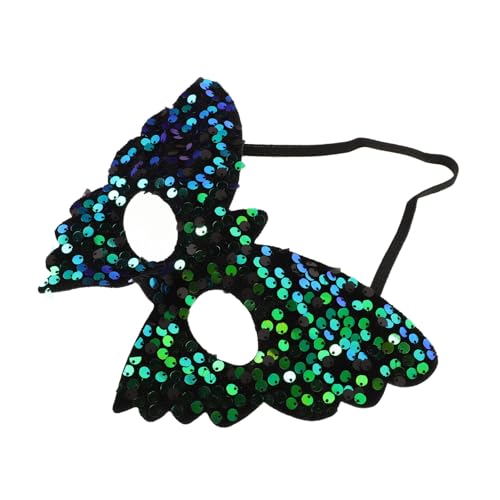 WRITWAA Maske Hälfte Dekorationen Halloween LED Schmetterling Party Pailletten Green von WRITWAA