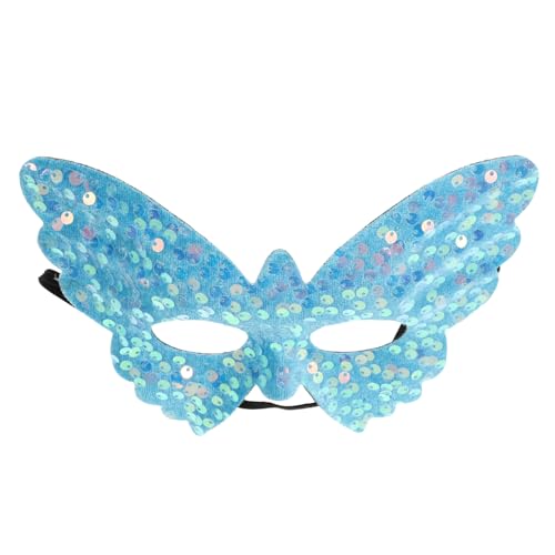 WRITWAA Maske LED Hälfte dekorativ Schmetterling Party Dame Halloween Dekoration Polyester Sky-blue von WRITWAA