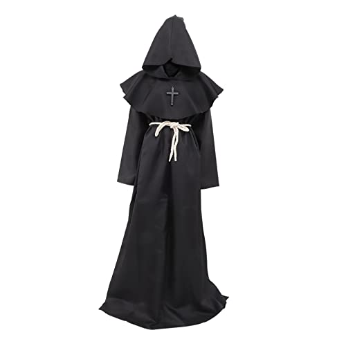 WRITWAA Mittelalterliche Renaissance Robe Mittelalterliche Kapuzen Önchskutte Halloween Kostü Für Erwachsene Schwarze Priesterrobe Für Cosplay Karneval Und Themenshows Unisex Größe Kleidung Herren WRITWAA Mittelalterliche Renaissance Robe Mittelalterliche Kapuzen Önchskutte Halloween Kostü Für Erwachsene Schwarze Priesterrobe Für Cosplay Karneval Und Themenshows Unisex Größe Kleidung Herren von WRITWAA