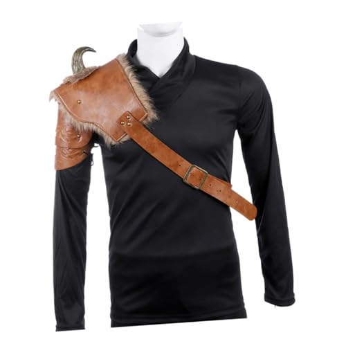 WRITWAA PU Wikinger Schulterpanzer Herren Mittelalterliche Rüstung für Cosplay und Halloween Verstellbare Wikinger Schulterplatte Langlebiges Geruchsfreies Material Einheitsgröße für von WRITWAA
