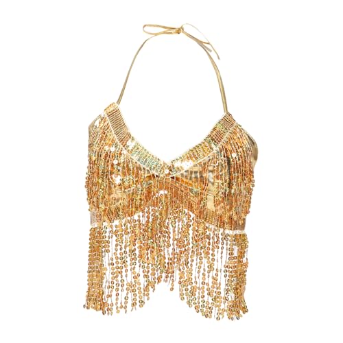 WRITWAA Pailletten-tube-tops Für Frauen Bauchtänzerin-kostüme Für Frauen Meerjungfrauen-kostüm Damen-top Quasten-bh von WRITWAA