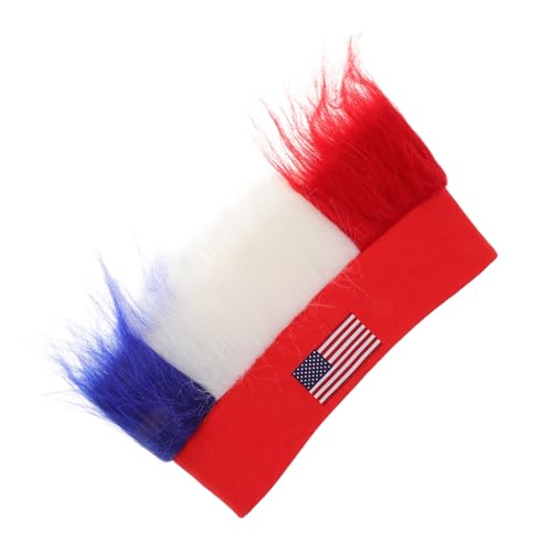 WRITWAA Patriotische Haarige Perücke Hut für Sportevents Lustiges Stirnband für Fußballfans Accessoire für Festivals und Spiele Leicht und Bequem für Nationale Feiertage und Partys von WRITWAA