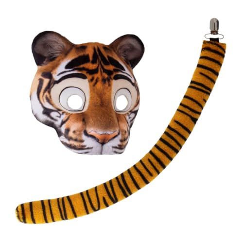 WRITWAA Realistische Tiermaske mit für Halloween und Karneval Bequemer Gummizug für Cosplay und Kostümpartys Teiliges Set von WRITWAA