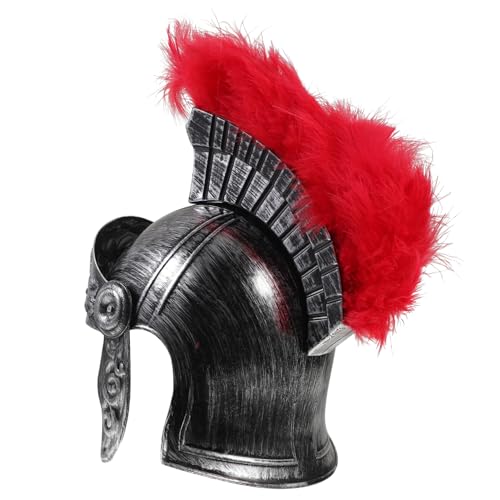 WRITWAA Römerhelm Römischer Soldatenhelm Mittelalterlicher Helm Cosplay Kostüm Zubehör Rote Karneval Party Requisit von WRITWAA