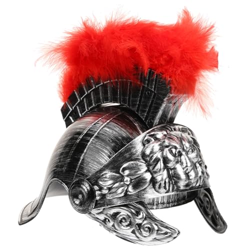 WRITWAA Römischer Kriegerhelm Mittelalterlicher Gladiatoren Helm für Erwachsene und Jugendliche Rotes Federdesign Cosplay Kostüm Zubehör für Halloween Karneval Bühne von WRITWAA